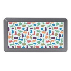 Blue Colorful Cats Silhouettes Pattern Memory Card Reader (mini) by Contest580383