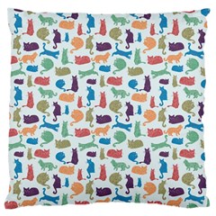 Blue Colorful Cats Silhouettes Pattern Large Cushion Cases (one Side) 