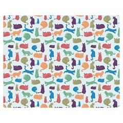 Blue Colorful Cats Silhouettes Pattern Double Sided Flano Blanket (medium)  by Contest580383