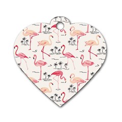 Flamingo Pattern Dog Tag Heart (one Side)