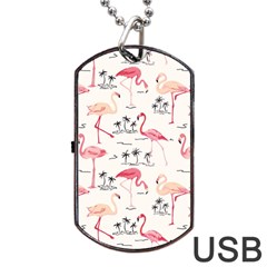 Flamingo Pattern Dog Tag Usb Flash (two Sides) 