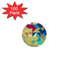 Scattered Pieces In Retro Colors 1  Mini Button (100 Pack)  by LalyLauraFLM