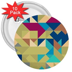 Scattered Pieces In Retro Colors 3  Button (10 Pack) by LalyLauraFLM