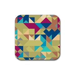 Scattered Pieces In Retro Colors Rubber Coaster (square) by LalyLauraFLM