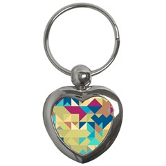 Scattered Pieces In Retro Colors Key Chain (heart)