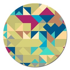 Scattered Pieces In Retro Colors Magnet 5  (round) by LalyLauraFLM