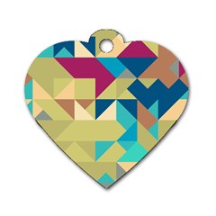 Scattered Pieces In Retro Colors Dog Tag Heart (one Side) by LalyLauraFLM