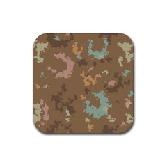 Paint Strokes In Retro Colors Rubber Coaster (square) by LalyLauraFLM