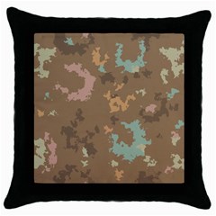 Paint Strokes In Retro Colors Throw Pillow Case (black) by LalyLauraFLM