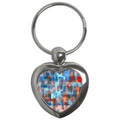 Blue Orange Watercolors Key Chain (heart) by LalyLauraFLM