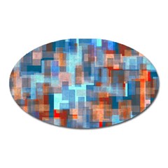 Blue Orange Watercolors Magnet (oval) by LalyLauraFLM