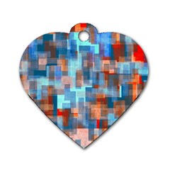 Blue Orange Watercolors Dog Tag Heart (two Sides) by LalyLauraFLM