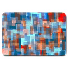 Blue Orange Watercolors Large Doormat by LalyLauraFLM