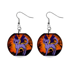 Seruki Vampire Kitty Cat Mini Button Earrings by Seruki