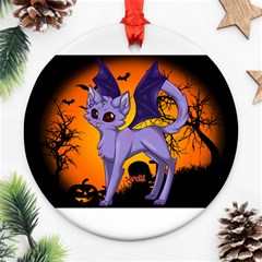 Seruki Vampire Kitty Cat Round Ornament (two Sides)  by Seruki