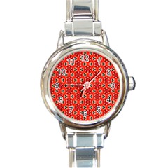 Lovely Orange Trendy Pattern  Round Italian Charm Watches