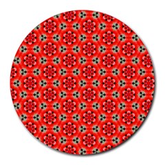 Lovely Orange Trendy Pattern  Round Mousepads by GardenOfOphir