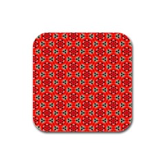 Lovely Orange Trendy Pattern  Rubber Square Coaster (4 Pack)  by GardenOfOphir