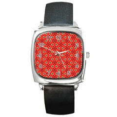 Lovely Orange Trendy Pattern  Square Metal Watches