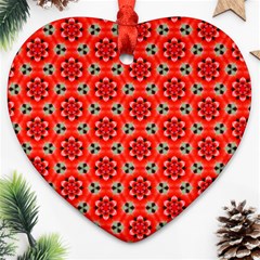 Lovely Orange Trendy Pattern  Heart Ornament (2 Sides) by GardenOfOphir