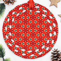 Lovely Orange Trendy Pattern  Round Filigree Ornament (2side) by GardenOfOphir