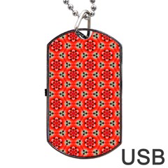 Lovely Orange Trendy Pattern  Dog Tag Usb Flash (one Side) by GardenOfOphir