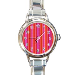 Orange Tribal Aztec Pattern Round Italian Charm Watches by GardenOfOphir