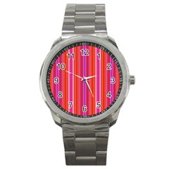 Orange Tribal Aztec Pattern Sport Metal Watches by GardenOfOphir