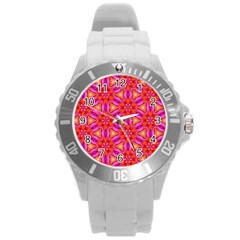 Cute Pretty Elegant Pattern Round Plastic Sport Watch (l) by GardenOfOphir