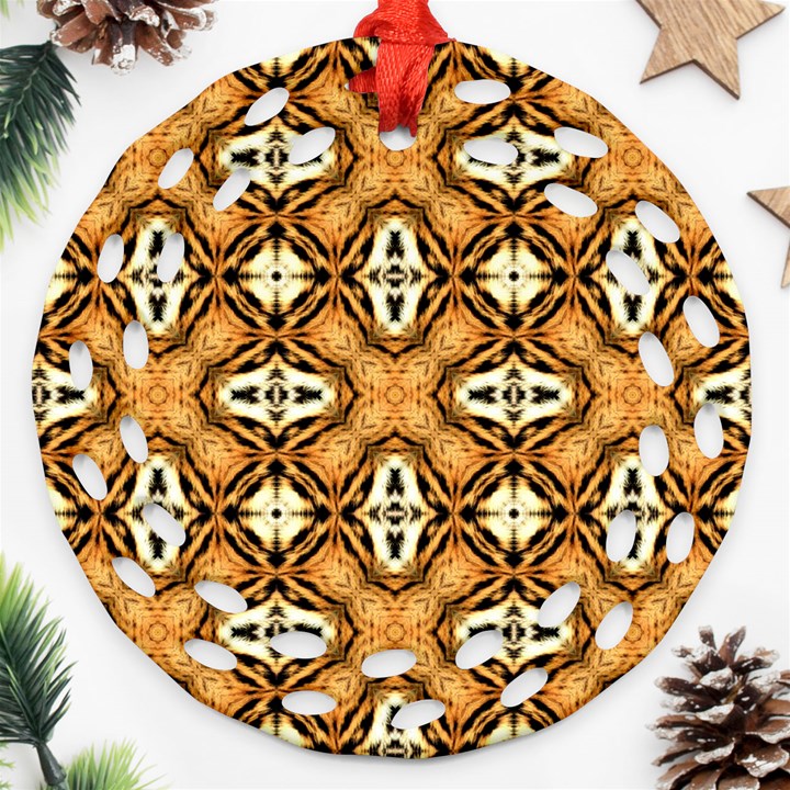 Faux Animal Print Pattern Ornament (Round Filigree) 