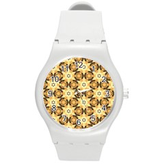 Faux Animal Print Pattern Round Plastic Sport Watch (m) by GardenOfOphir