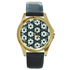 Faux Animal Print Pattern Round Gold Metal Watches by GardenOfOphir