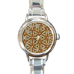 Faux Animal Print Pattern Round Italian Charm Watches by GardenOfOphir