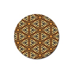 Faux Animal Print Pattern Rubber Round Coaster (4 Pack)  by GardenOfOphir