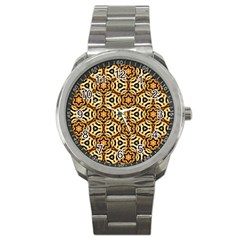 Faux Animal Print Pattern Sport Metal Watches by GardenOfOphir