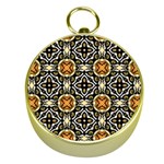 Faux Animal Print Pattern Gold Compasses Front