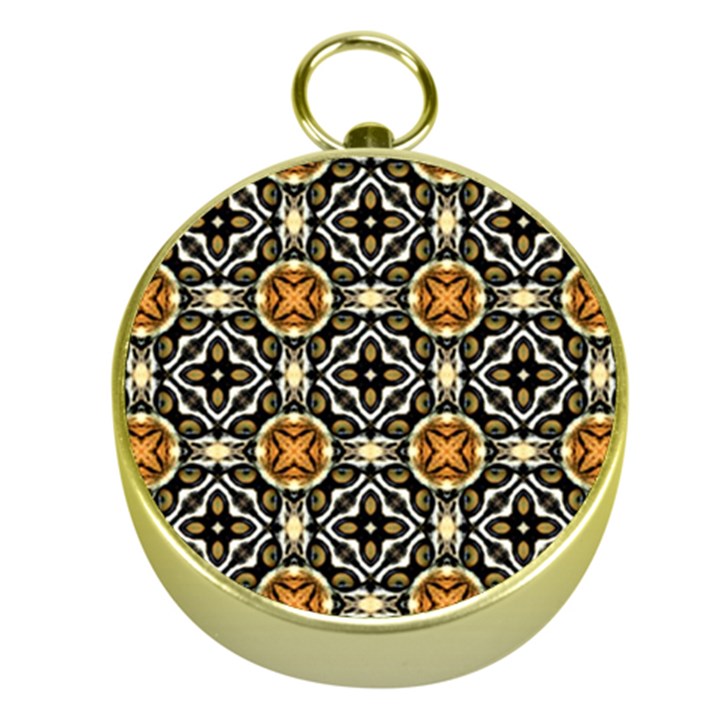 Faux Animal Print Pattern Gold Compasses