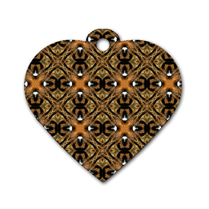 Faux Animal Print Pattern Dog Tag Heart (One Side)