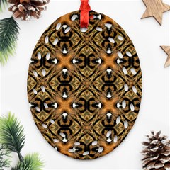 Faux Animal Print Pattern Oval Filigree Ornament (2-Side) 