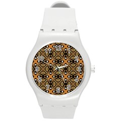 Faux Animal Print Pattern Round Plastic Sport Watch (M)