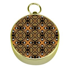 Faux Animal Print Pattern Gold Compasses