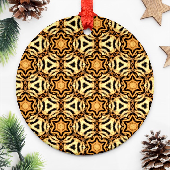 Faux Animal Print Pattern Round Ornament (Two Sides) 