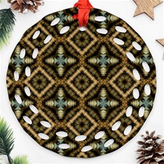 Faux Animal Print Pattern Round Filigree Ornament (2side)