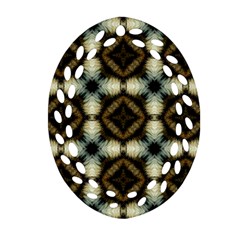 Faux Animal Print Pattern Oval Filigree Ornament (2-side)  by GardenOfOphir