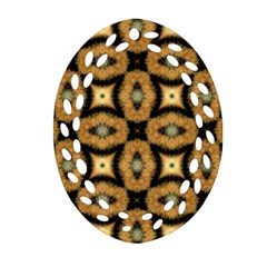 Faux Animal Print Pattern Oval Filigree Ornament (2-side) 