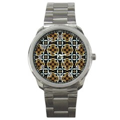 Faux Animal Print Pattern Sport Metal Watches