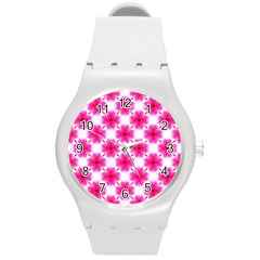 Cute Pretty Elegant Pattern Round Plastic Sport Watch (m) by GardenOfOphir