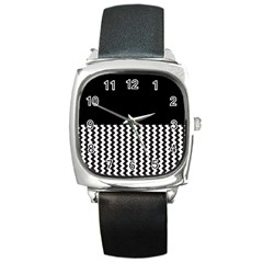 Blackandwhitechevron6000 Square Metal Watches