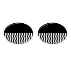 Blackandwhitechevron6000 Cufflinks (oval)