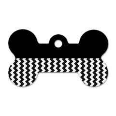 Blackandwhitechevron6000 Dog Tag Bone (one Side)